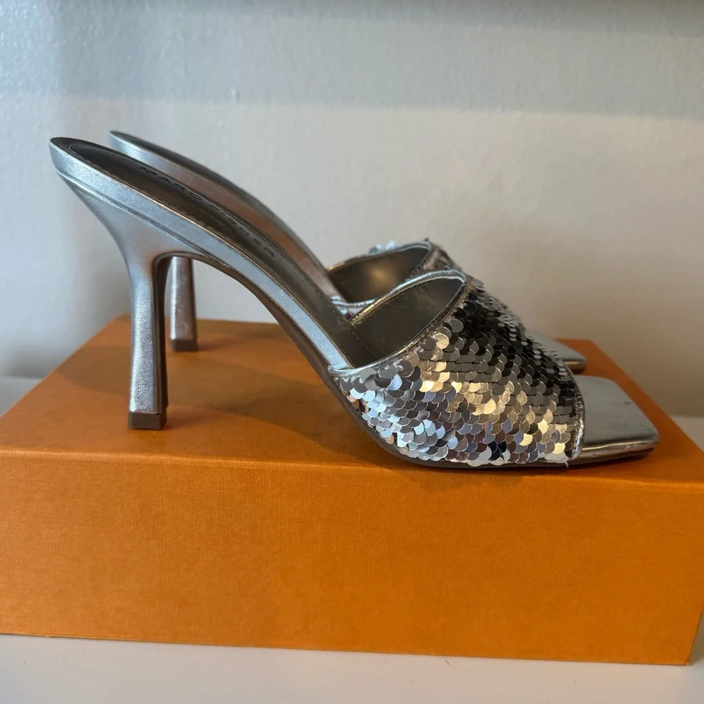 Marc Fisher Silver Metallic Sequin Heels - Picture 6 of 9